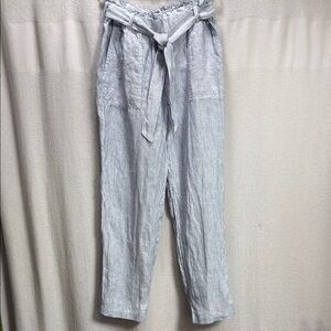 C&C California Linen Blue Chambray micro Stripe Pants SZ M EUC summer preppy